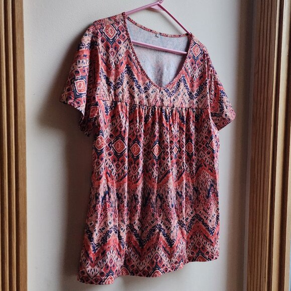 Amazon Aztec Zig-Zag Style V-Neck Shortsleeve Jersey Size 2XL - Picture 4 of 14
